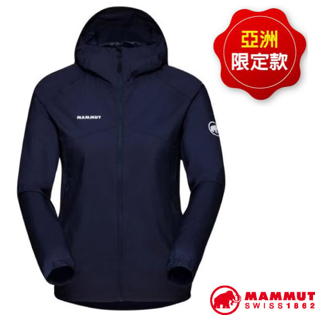 【MAMMUT 長毛象】女 Convey WB Hooded AF 輕量防風透氣連帽外套/1012-00540-5118 海洋藍