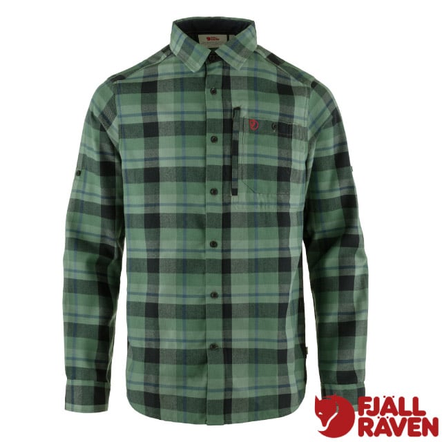 【Fjallraven 小狐狸】男 Fjallglim Shirt 長袖保暖襯衫/81380-679-555 深綠繡/暗深藍