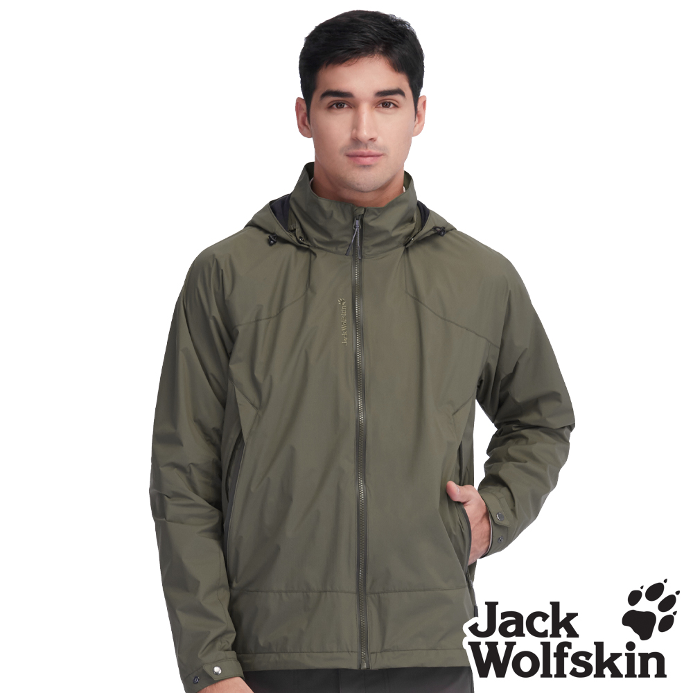 【Jack wolfskin 飛狼】男 Air Wolf 防水天鵝絨保暖外套 輕量單件式衝鋒衣『橄綠』