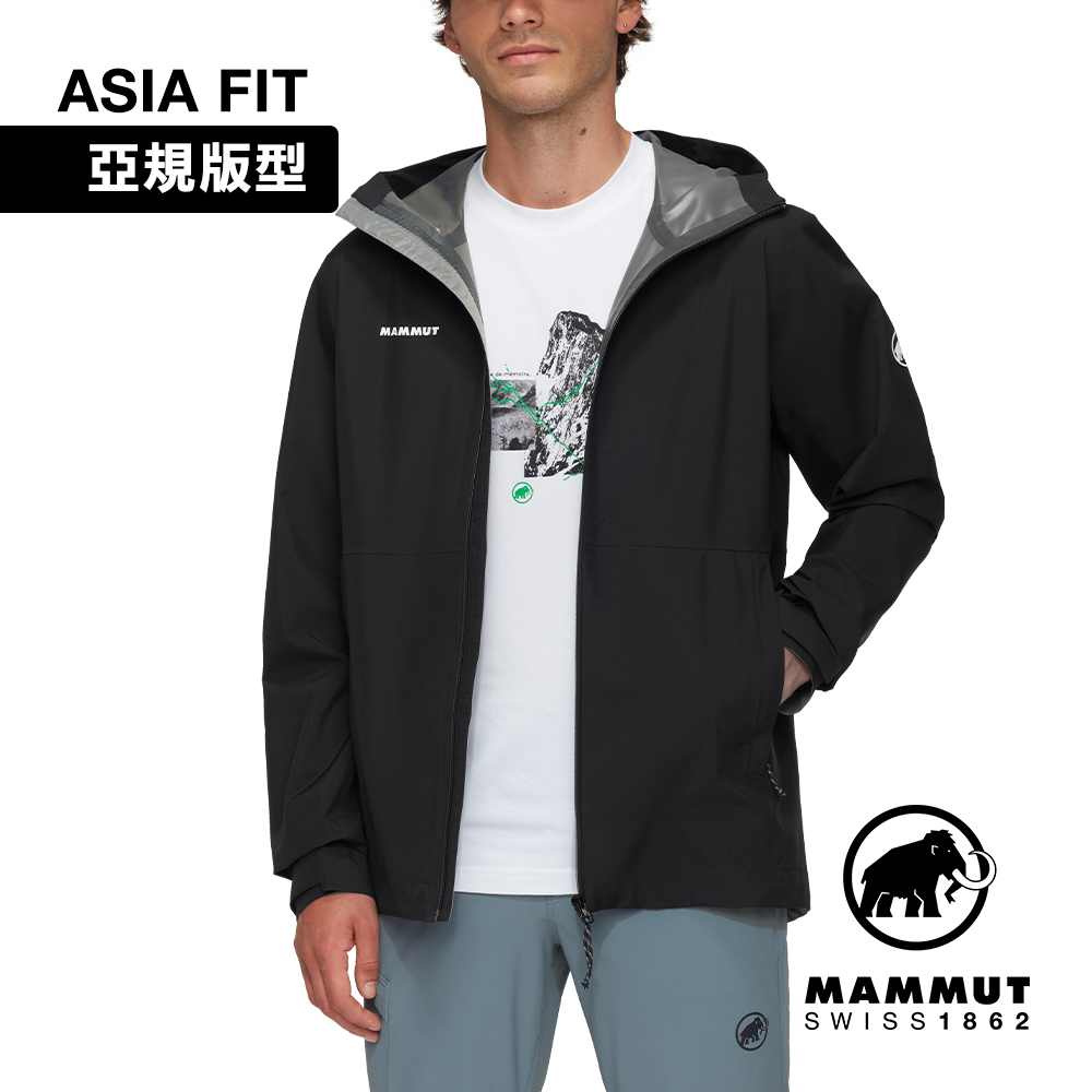 【Mammut 長毛象】Linard Light HS Hooded Jacket AF Men 輕量防風防水連帽外套 黑色 男款 #1010-31950