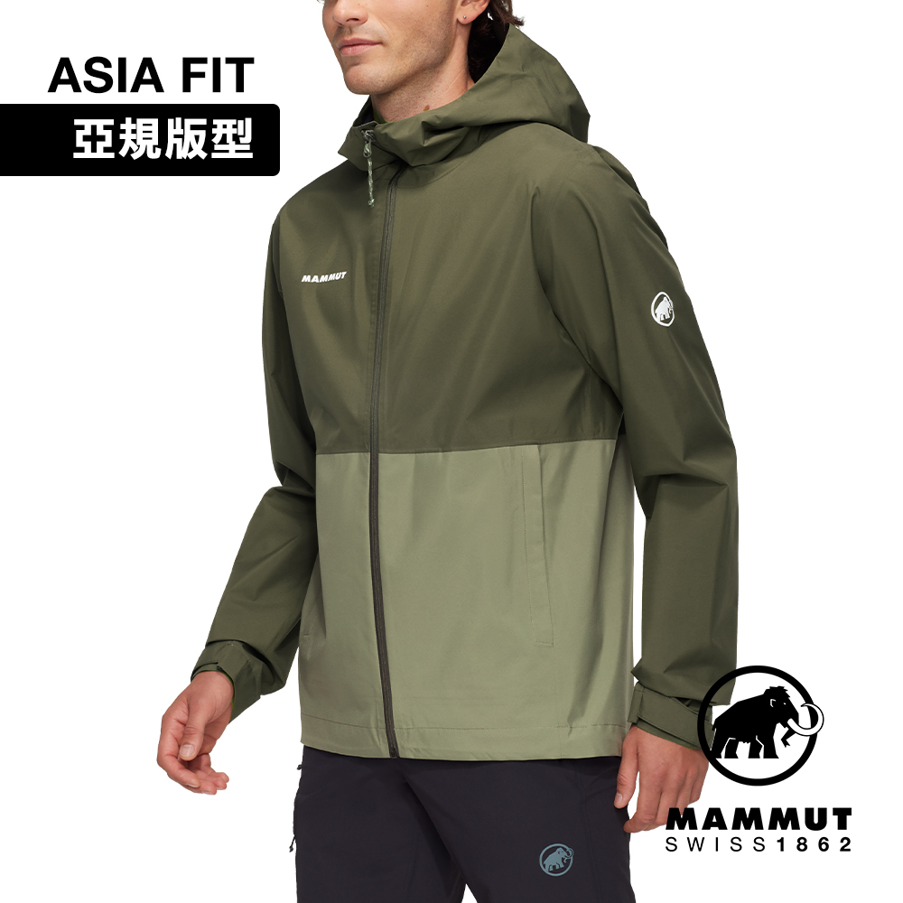 【Mammut 長毛象】Linard Light HS Hooded AF 防風防水連帽外套 沼澤綠/深沼澤綠 男款 #1010-31950