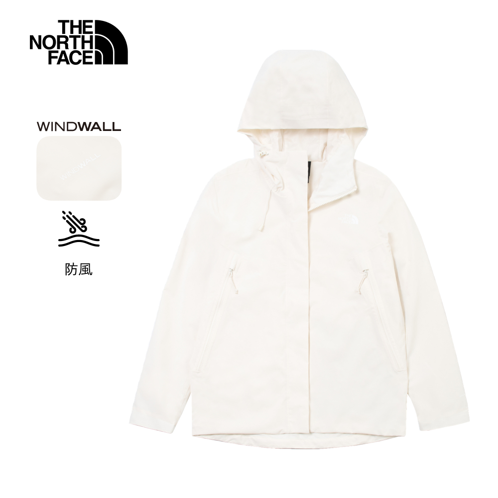 The North Face北面女款米白色DWR防潑水輕量風衣｜8CK7QLI