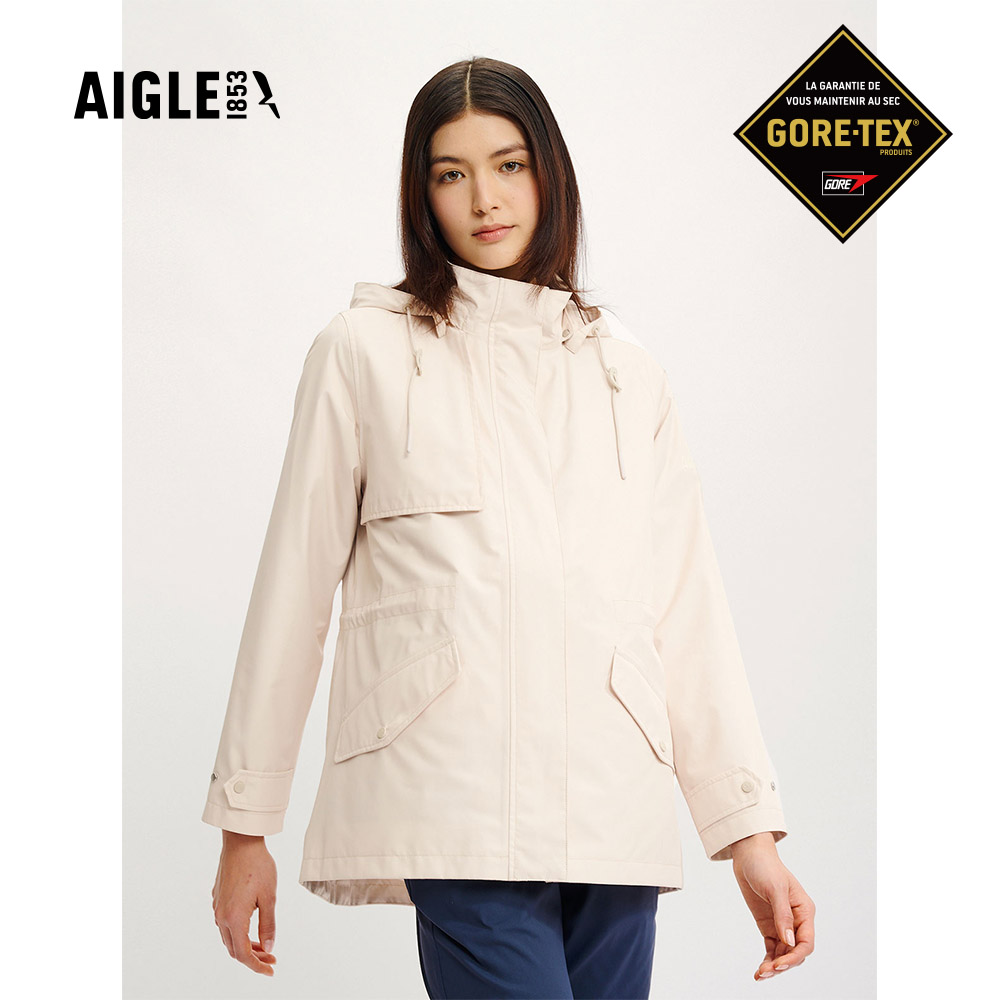 【AIGLE】女 GORE-TEX 防水透氣外套AG-4P233A138 淺卡其(女外套 防水透氣外套 Goretex)