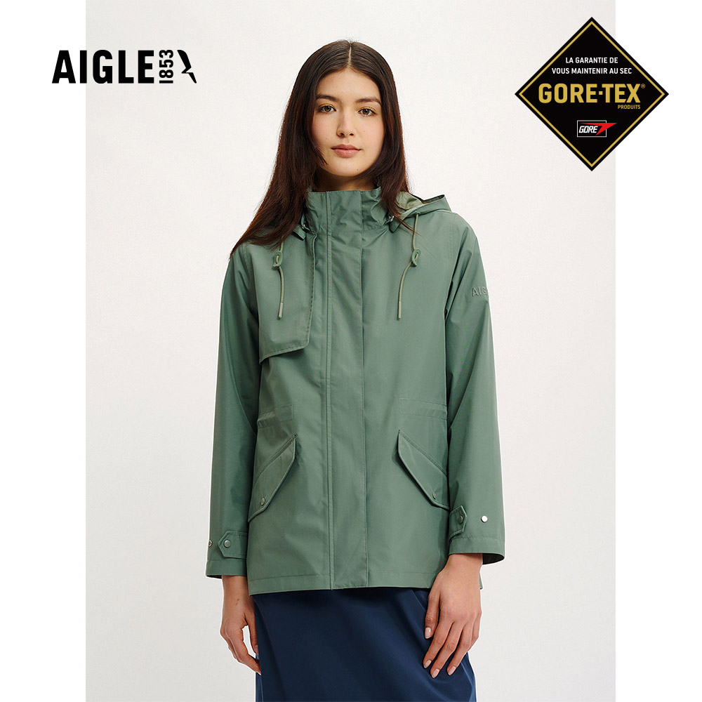 【AIGLE】女 GORE-TEX 防水透氣外套AG-4P233A243 深灰綠(女外套 防水透氣外套 Goretex)