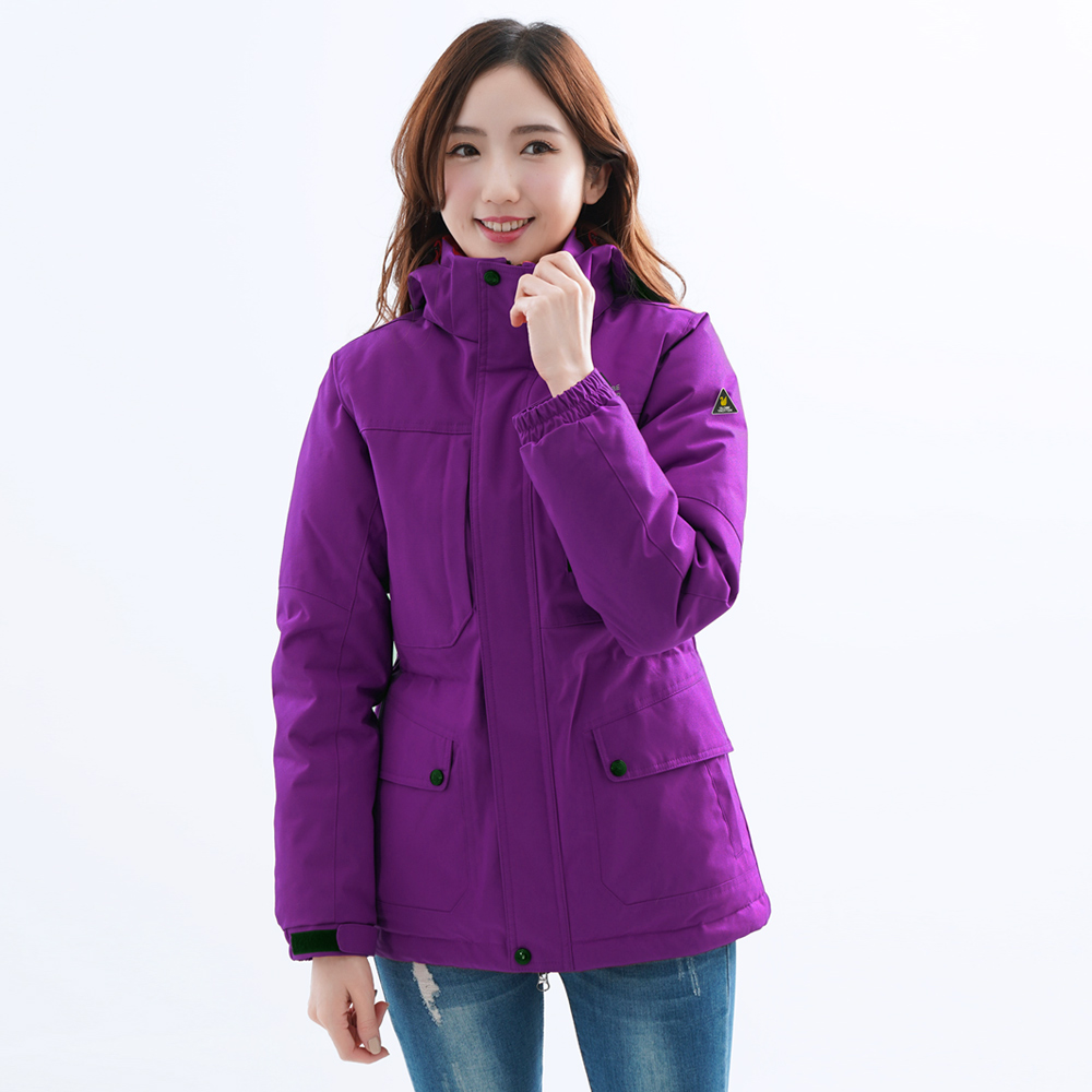 遊遍天下 女款極暖GlobeTex防水防風保暖顯瘦中長版羽絨外套GJ23032 / 紫色