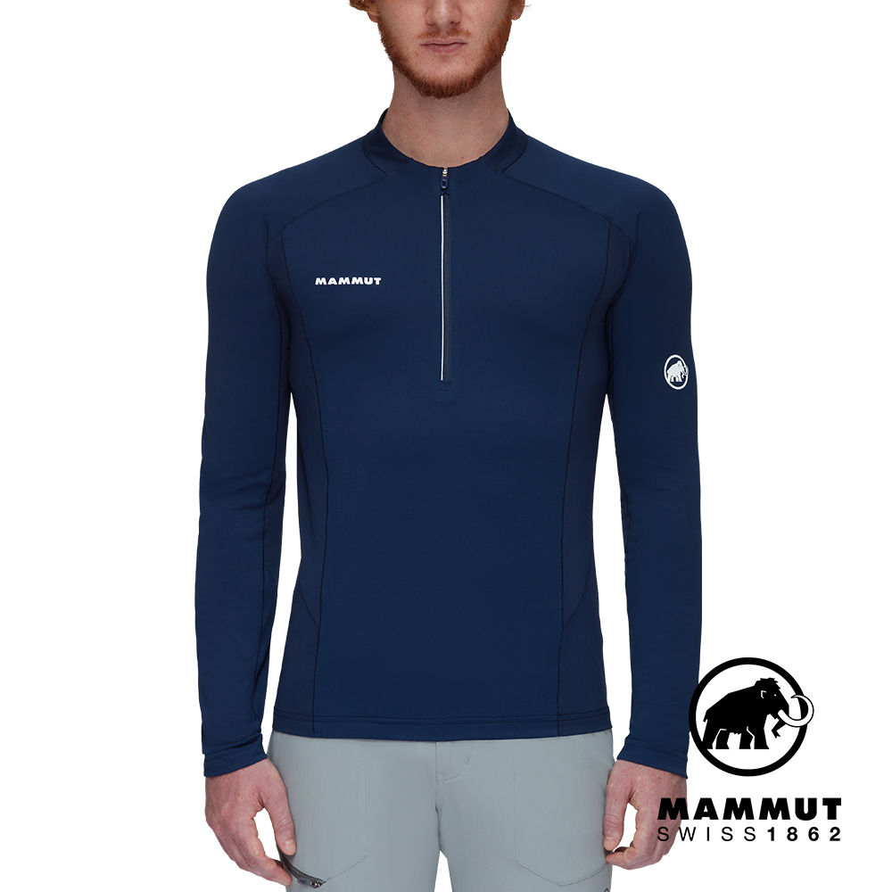 【Mammut 長毛象】Aenergy FL Half Zip LS 抗菌半拉鍊長袖排汗衣 海洋藍 男款 #1016-01330