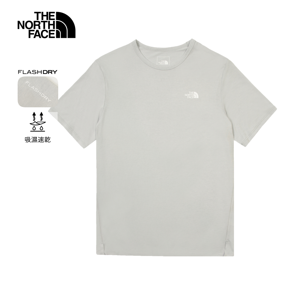 The North Face北面男款灰色吸濕排汗短袖T恤｜8BYJA0M 排汗衫