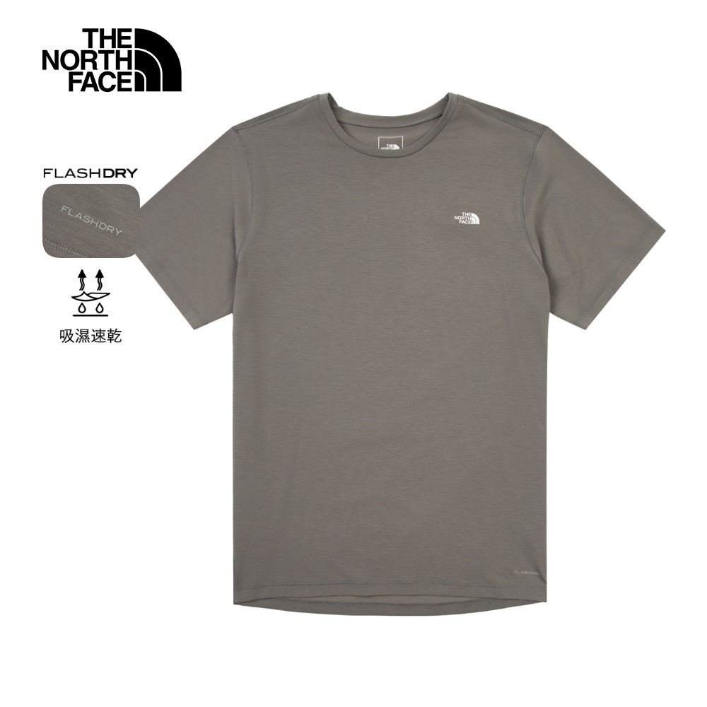 The North Face北面男款灰色吸濕排汗短袖T恤｜8EXV0UZ 排汗衫