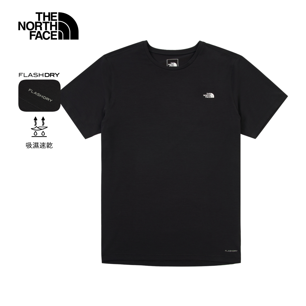 The North Face北面男款黑色吸濕排汗短袖T恤｜8EXVJK3 排汗衫