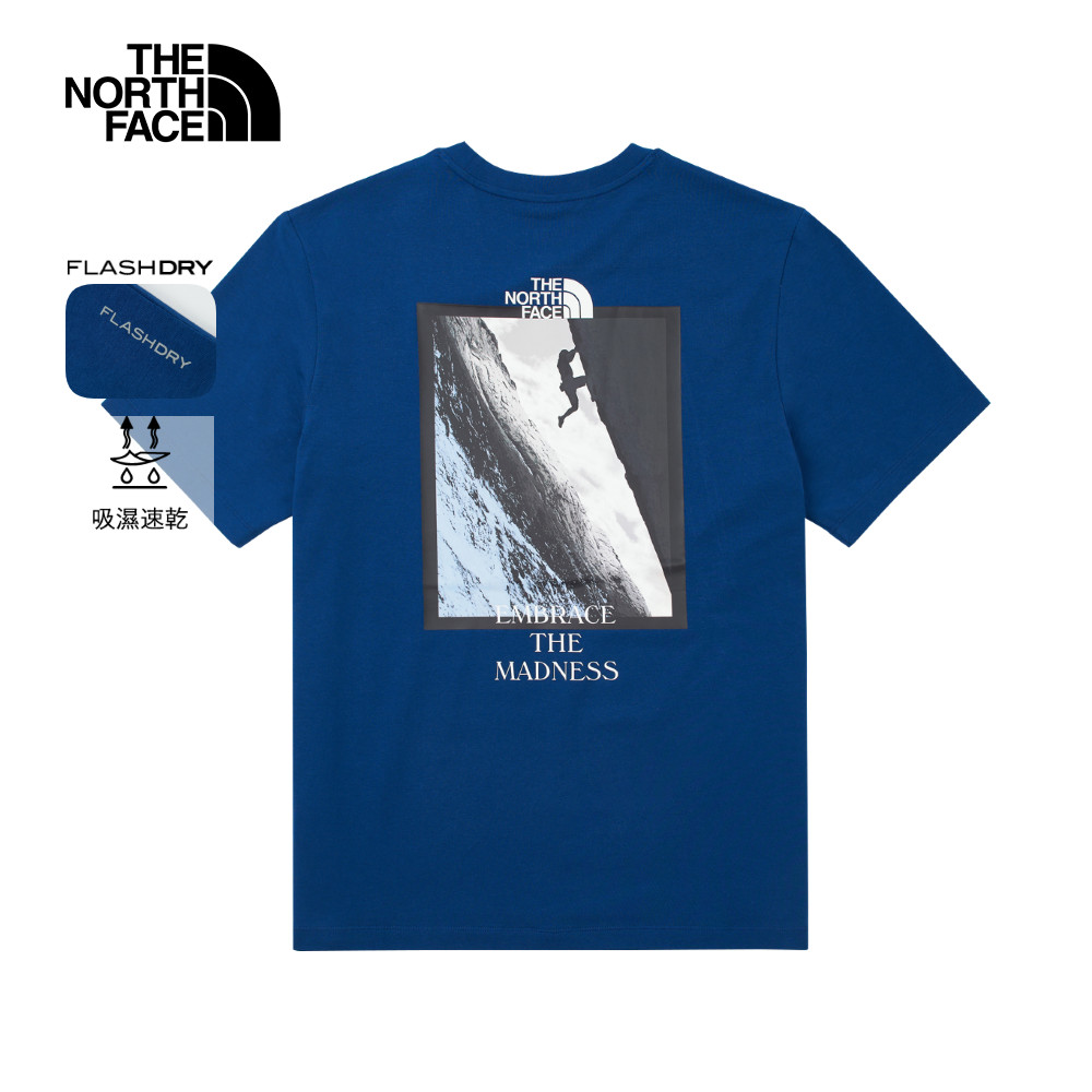 The North Face北面男款藍色吸濕排汗短袖T恤｜8D7BD1R 排汗衫