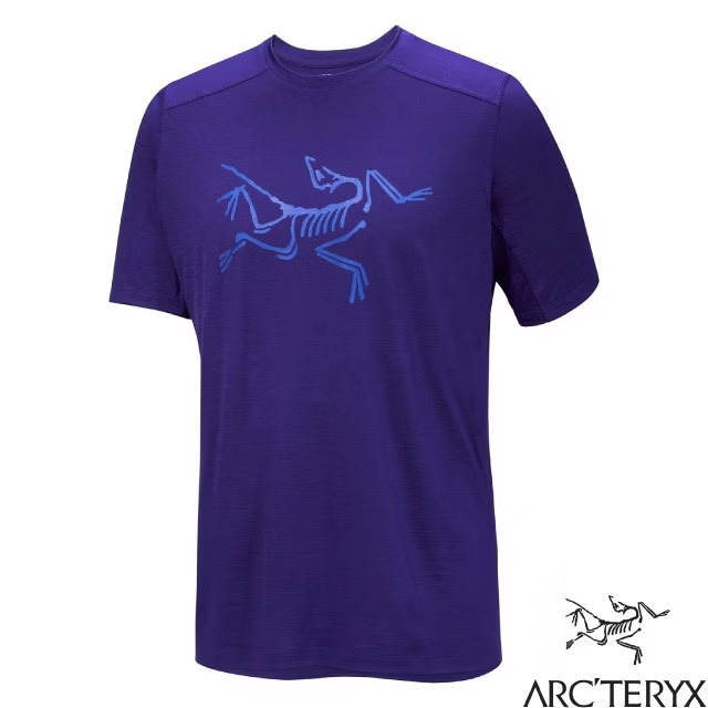 【ARCTERYX 始祖鳥】男 Ionia LOGO 頂級美麗諾羊毛短袖圓領排汗衣/X000006796-30571 聲波藍/伊萊克藍