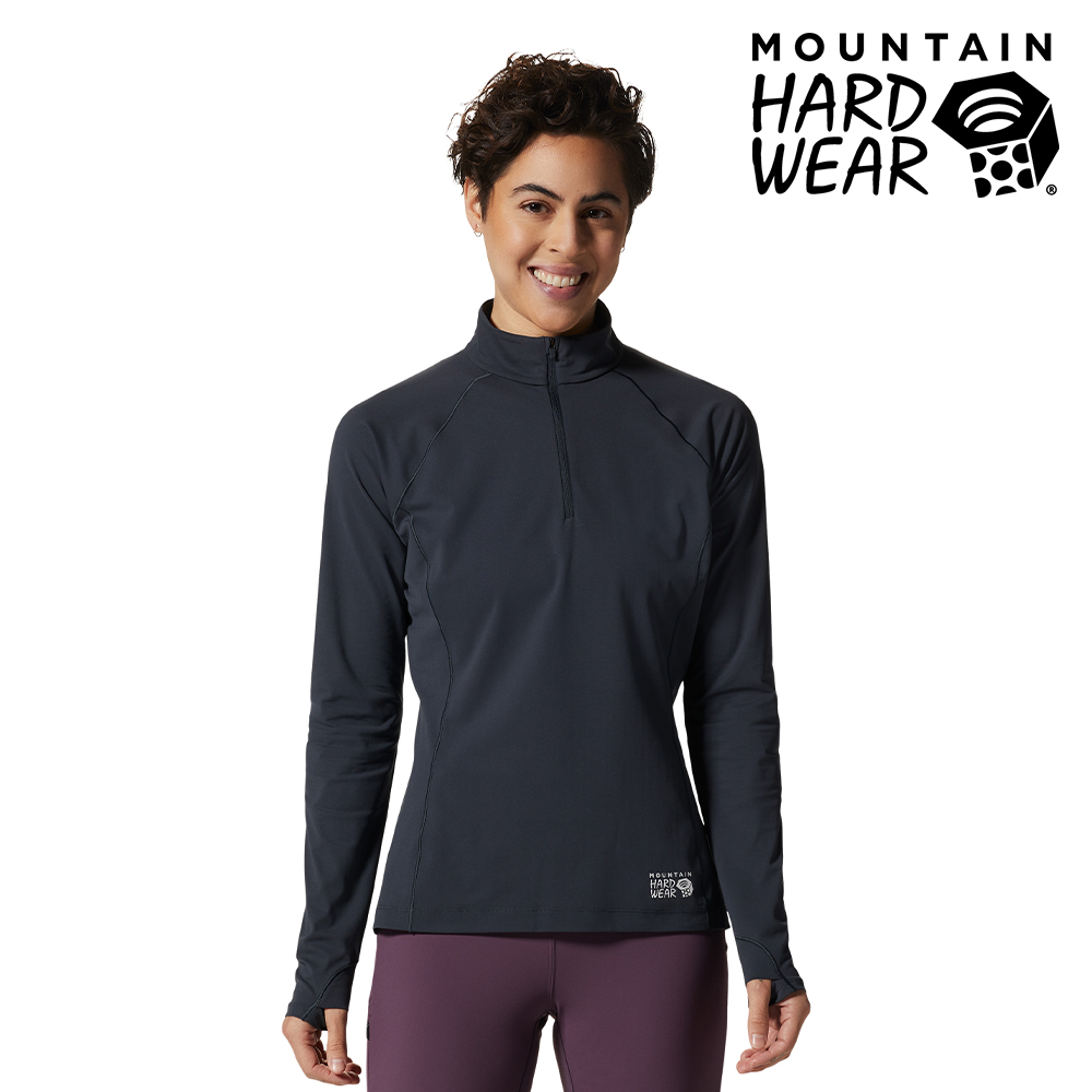 【Mountain Hardwear】Mountain Stretch 1/2 Zip彈性快乾立領半拉長袖排汗衣 女款 黑色#1942551