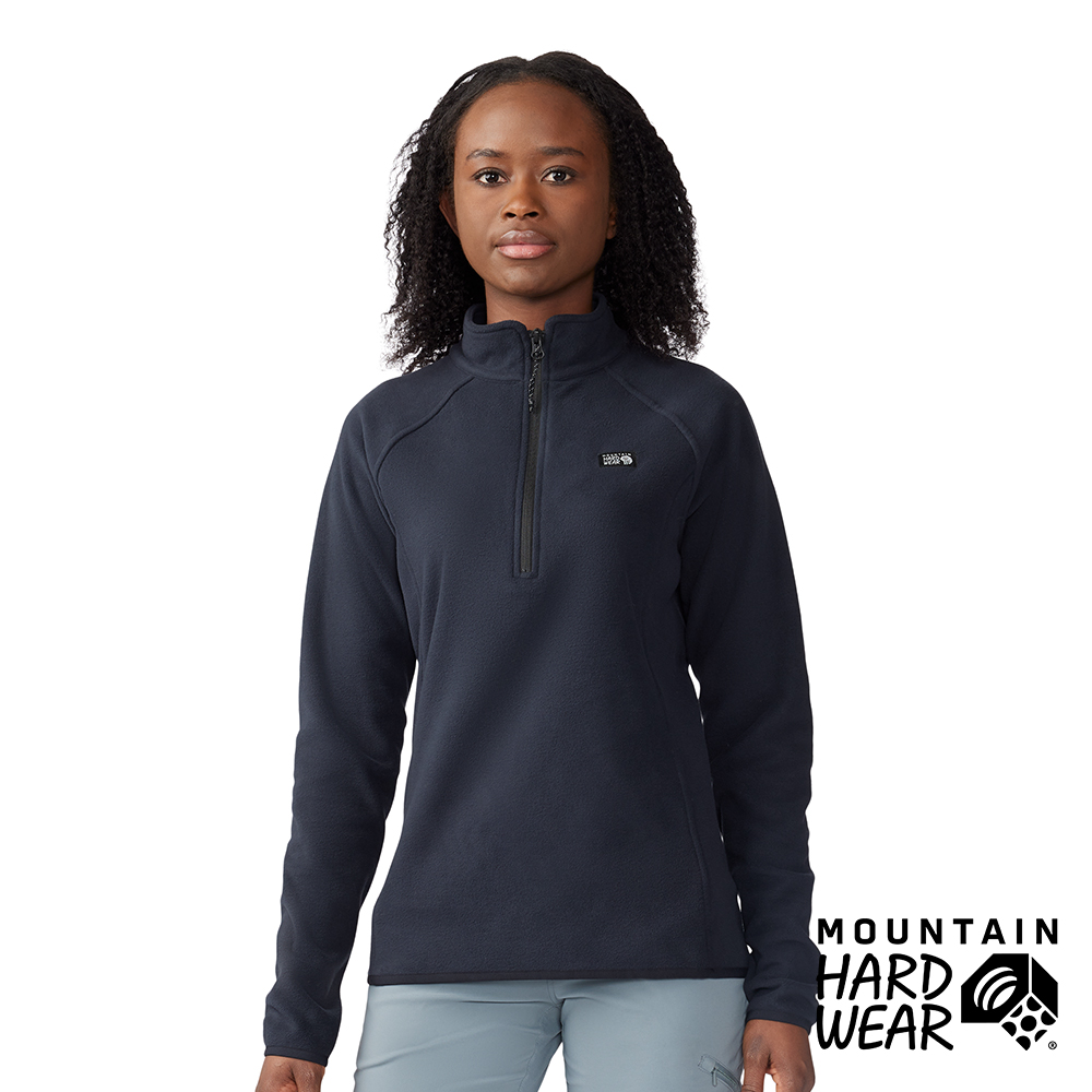 【Mountain Hardwear】Microchill 1/4 Zip Pullover 刷毛半拉長袖排汗衣 女款 黑色 #2048281