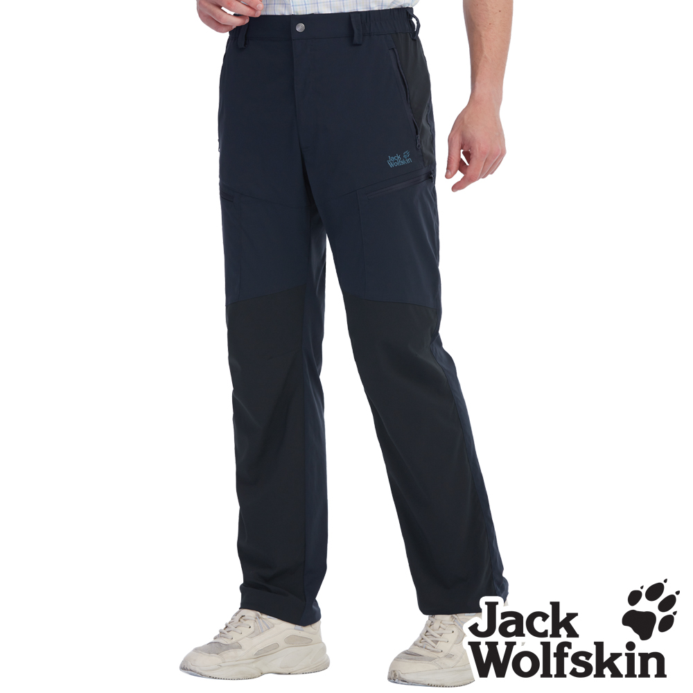 【Jack wolfskin 飛狼】男 純植萃防蚊 拼接多口袋休閒長褲『丈青』