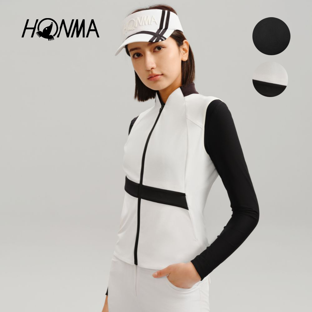 HONMA 本間高爾夫 女款涼感防曬防潑水背心 日本高爾夫專業品牌(XS-L白色 黑色任選HWKC320R614)