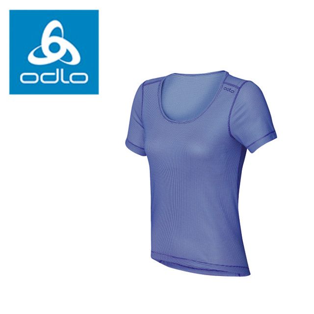 【瑞士ODLO】女銀離子cubic圓領短袖薄上衣140481(深藍紫20143)
