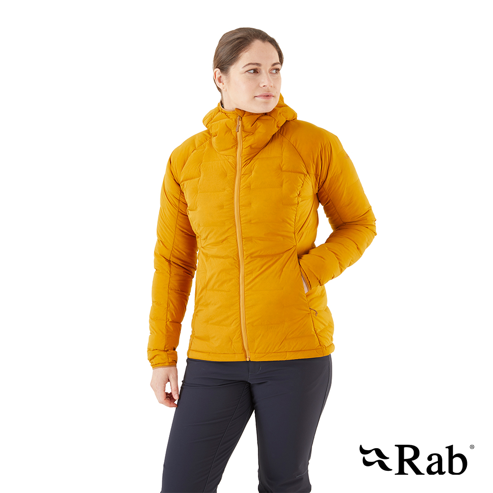 【英國 RAB】Cubit Stretch Down Hoody 保暖羽絨連帽外套 女款 深南瓜黃 #QDB31