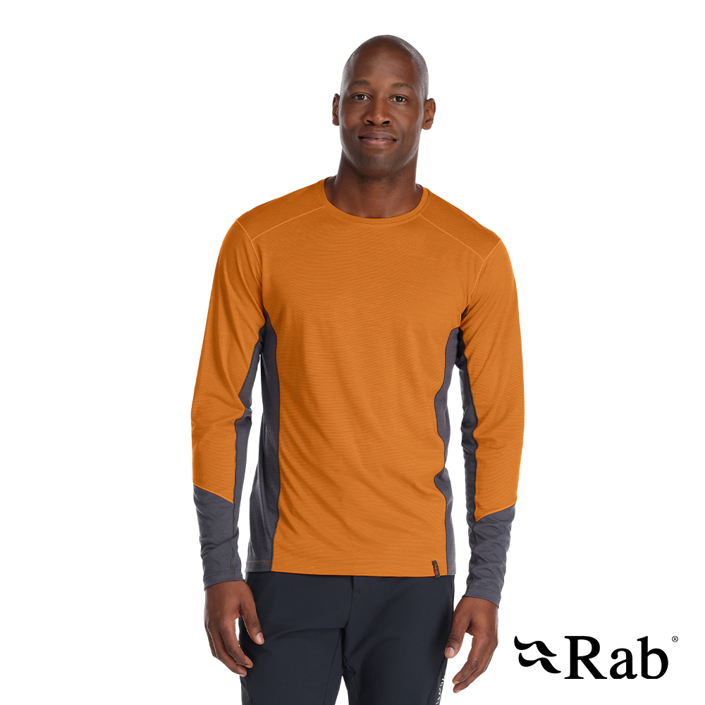 【英國 RAB】Syncrino Base LS Tee 羊毛混紡長袖排汗衣 男款 橙橘 #QBL32