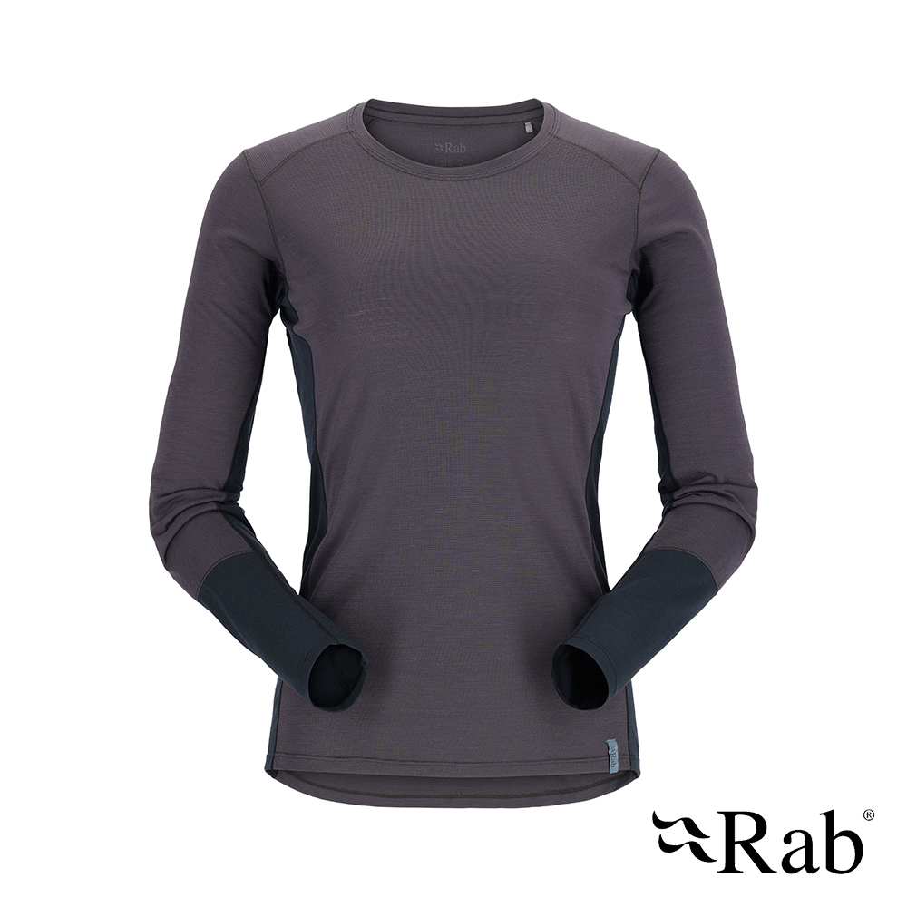 【英國 RAB】Syncrino Base LS Tee Wmns 羊毛混紡長袖排汗衣 女款 石墨灰 #QBL33