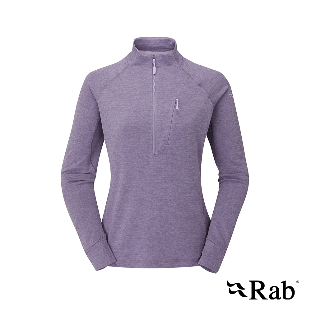 【RAB】Nexus Pull-On Wmns 保暖立領半拉長袖排汗衣 紫鼠尾草 女款 #QFF75