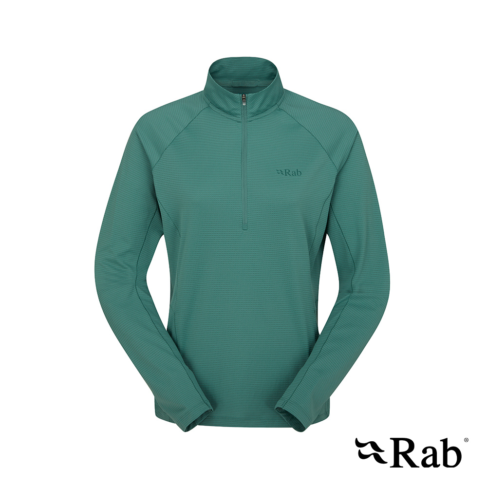 【RAB】Sonic LS Zip Wmns 長袖透氣拉鍊排汗衣 女款 尤加利綠 #QBL04