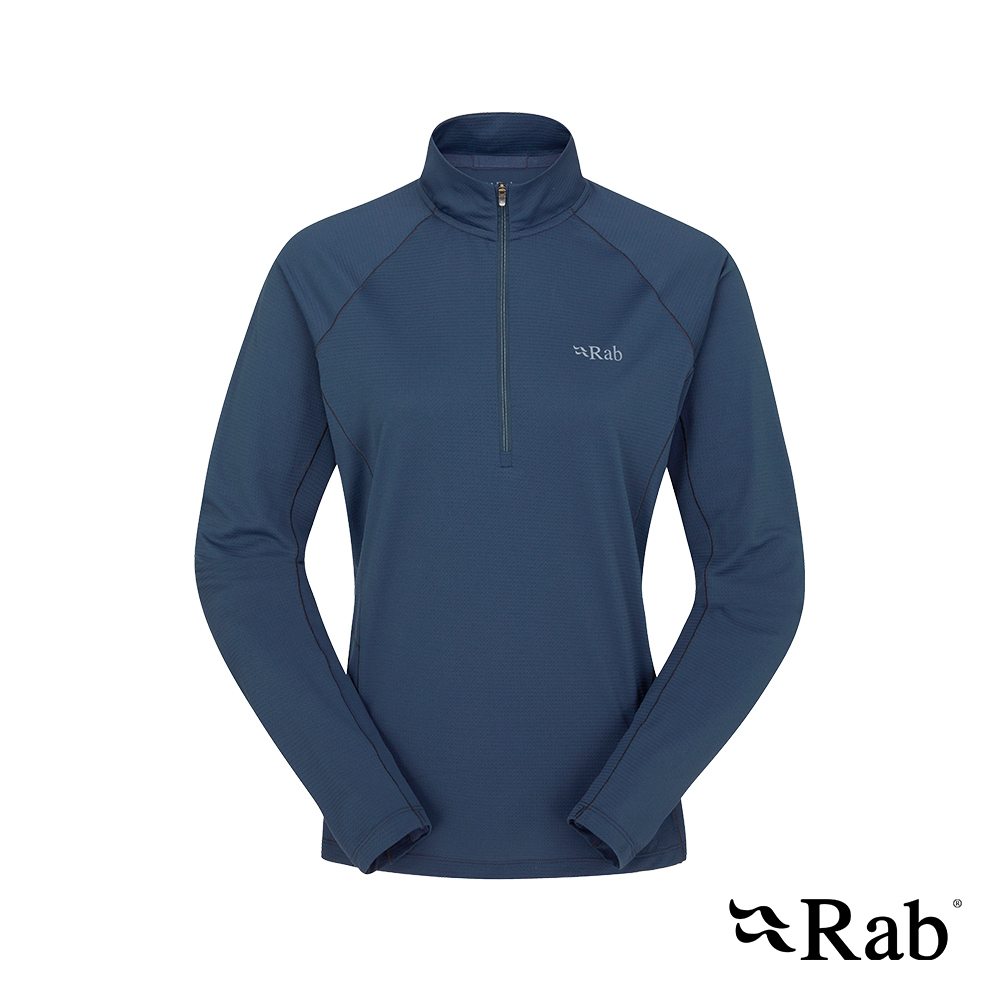 【RAB】Sonic LS Zip Wmns 長袖透氣拉鍊排汗衣 女款 暴風藍 #QBL04