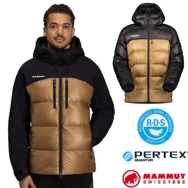 【MAMMUT 長毛象】男 Gravity IN Hooded Jacket AF 連帽羽絨外套/1013-02630-7493 深沙褐/黑