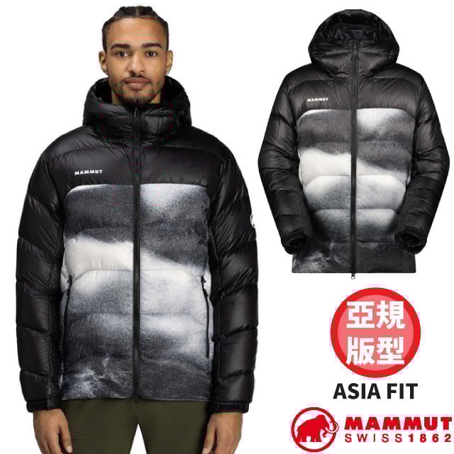 【MAMMUT 長毛象】男 Gravity IN Hooded Jacket AF Grain連帽羽絨外套/1013-03260-0047 黑/白