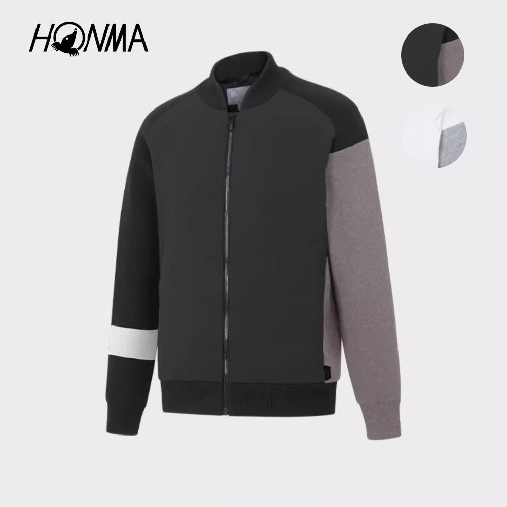 HONMA 本間高爾夫 男款拼色羽絨外套 日本高爾夫專業品牌(M~XL 白色 黑色 HMJD121R518)