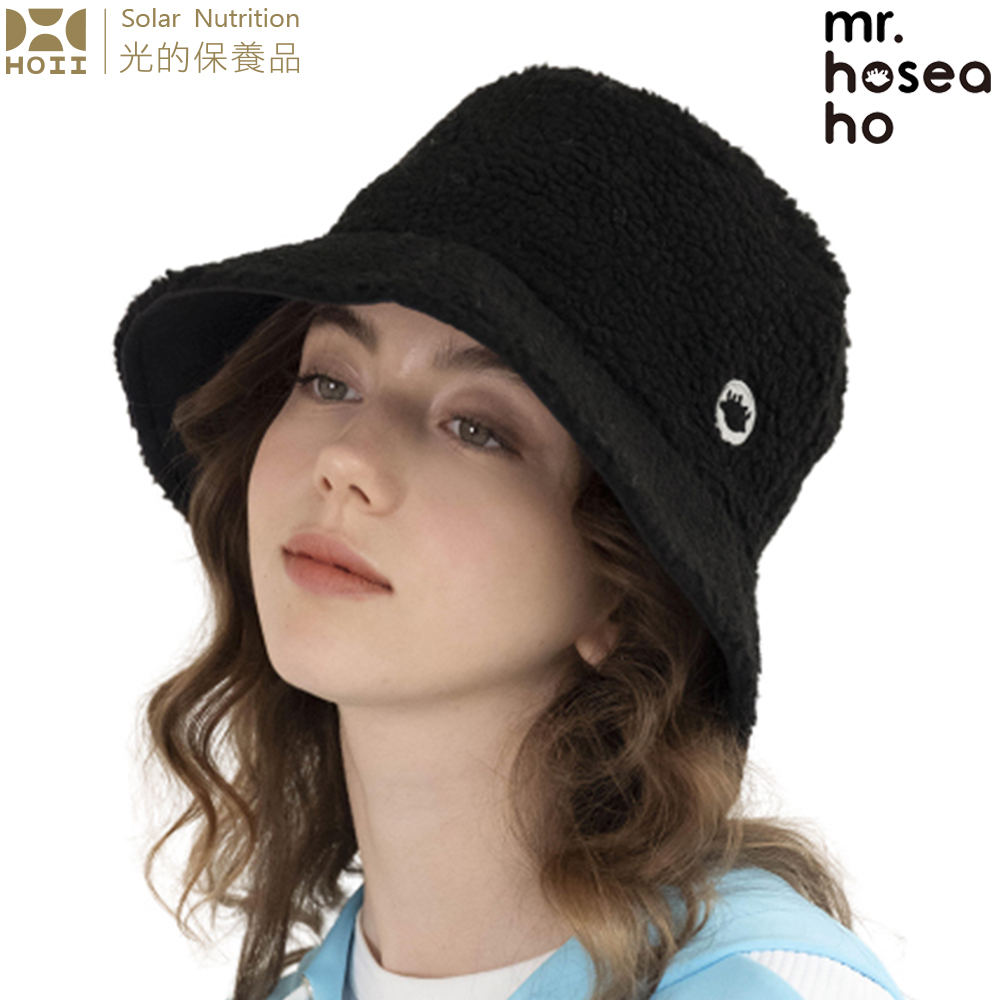 【后益 HOII】MR.HOSEA HO 保暖暖絨雙面漁夫帽 ★黑色 -時尚機能防曬涼感抗UPF50抗UV