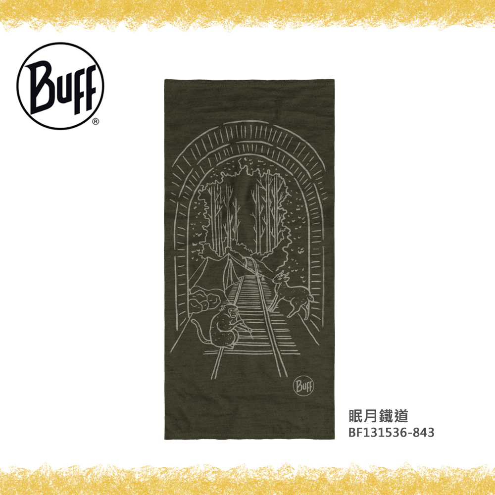 【BUFF】BF131533 舒適條紋-美麗諾羊毛頭巾-眠月鐵道