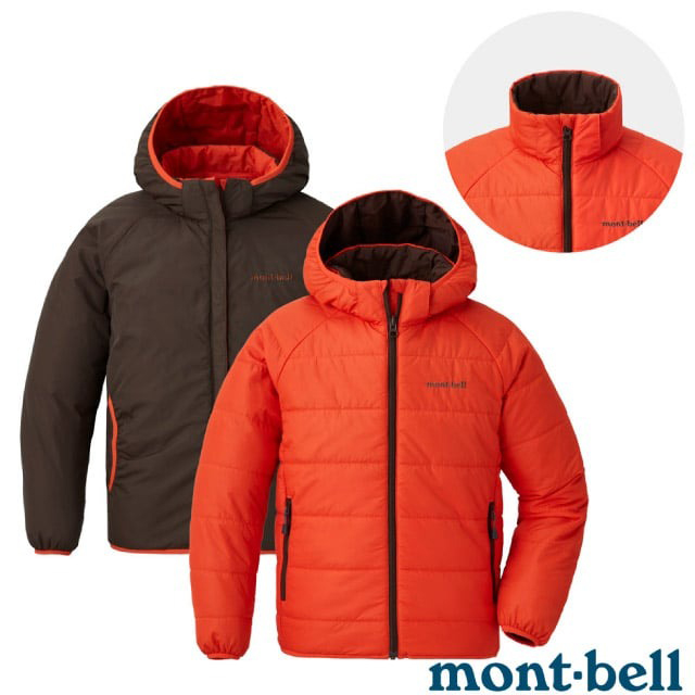 【MONT-BELL】童 THERMAWRAP PARKA 雙面連帽化纖保暖外套.夾克_1101650 OG 橘