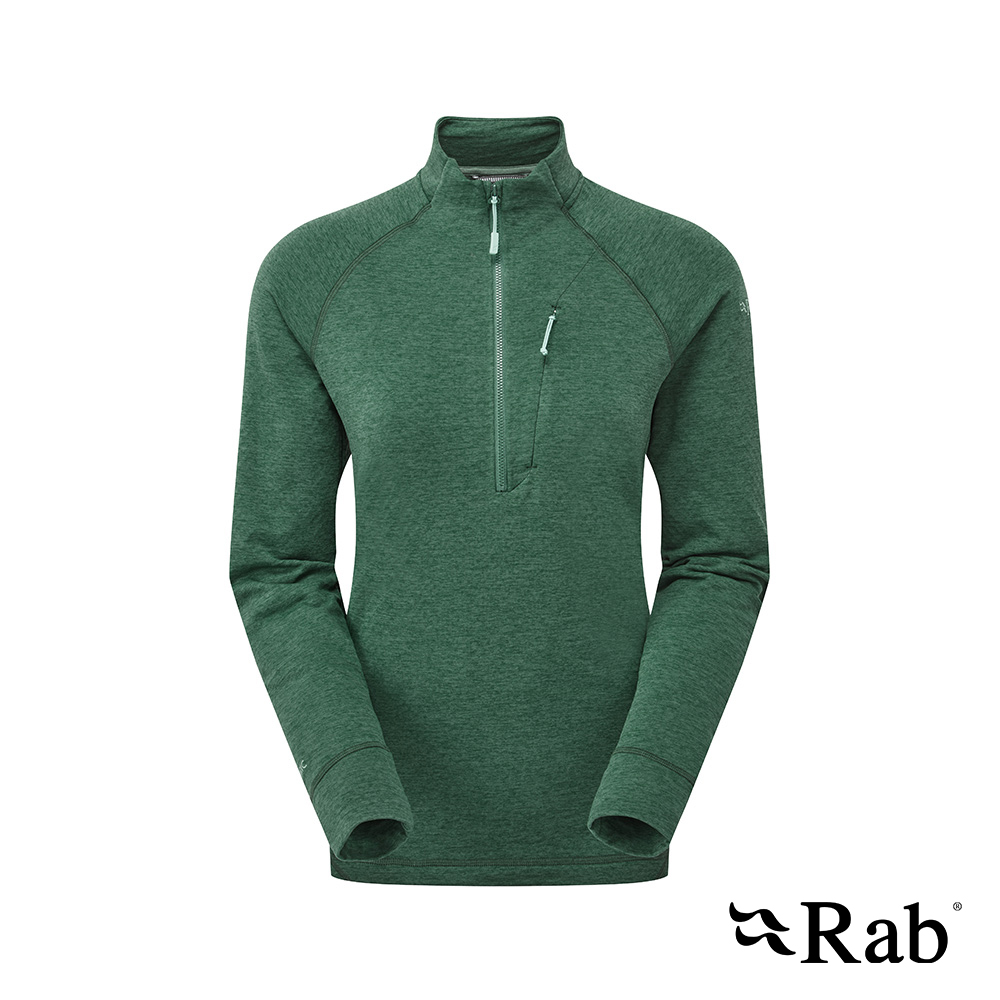 【RAB】Nexus Pull-On Wmns 保暖立領半拉長袖排汗衣 板岩綠 女款 #QFF75