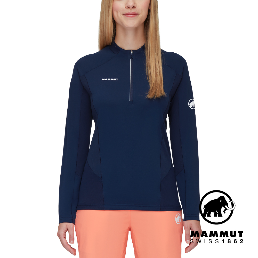 【Mammut 長毛象】Aenergy FL Half Zip LS W 抗菌半拉長袖排汗衣 海洋藍 女款 #1016-01340