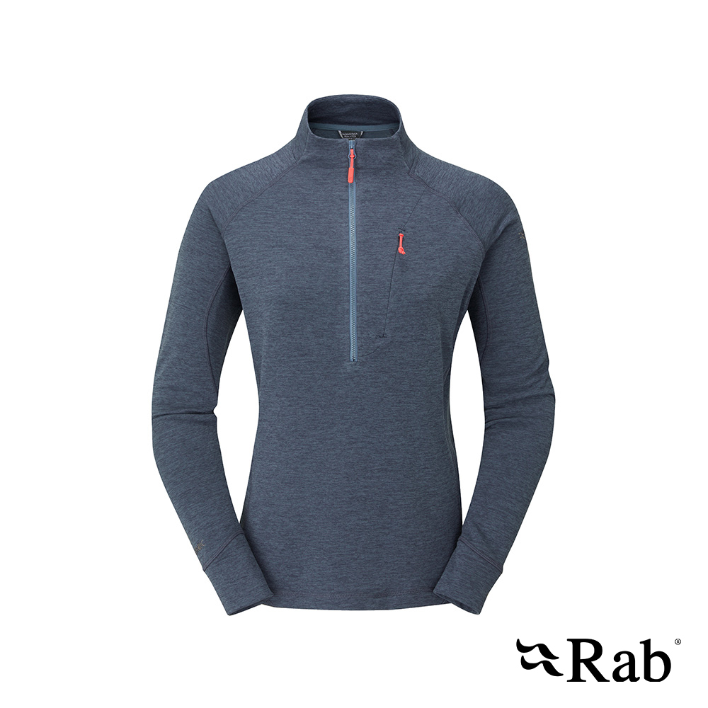 【RAB】Nexus Pull-On Wmns 保暖立領半拉長袖排汗衣 鋼鐵藍 女款 #QFF75