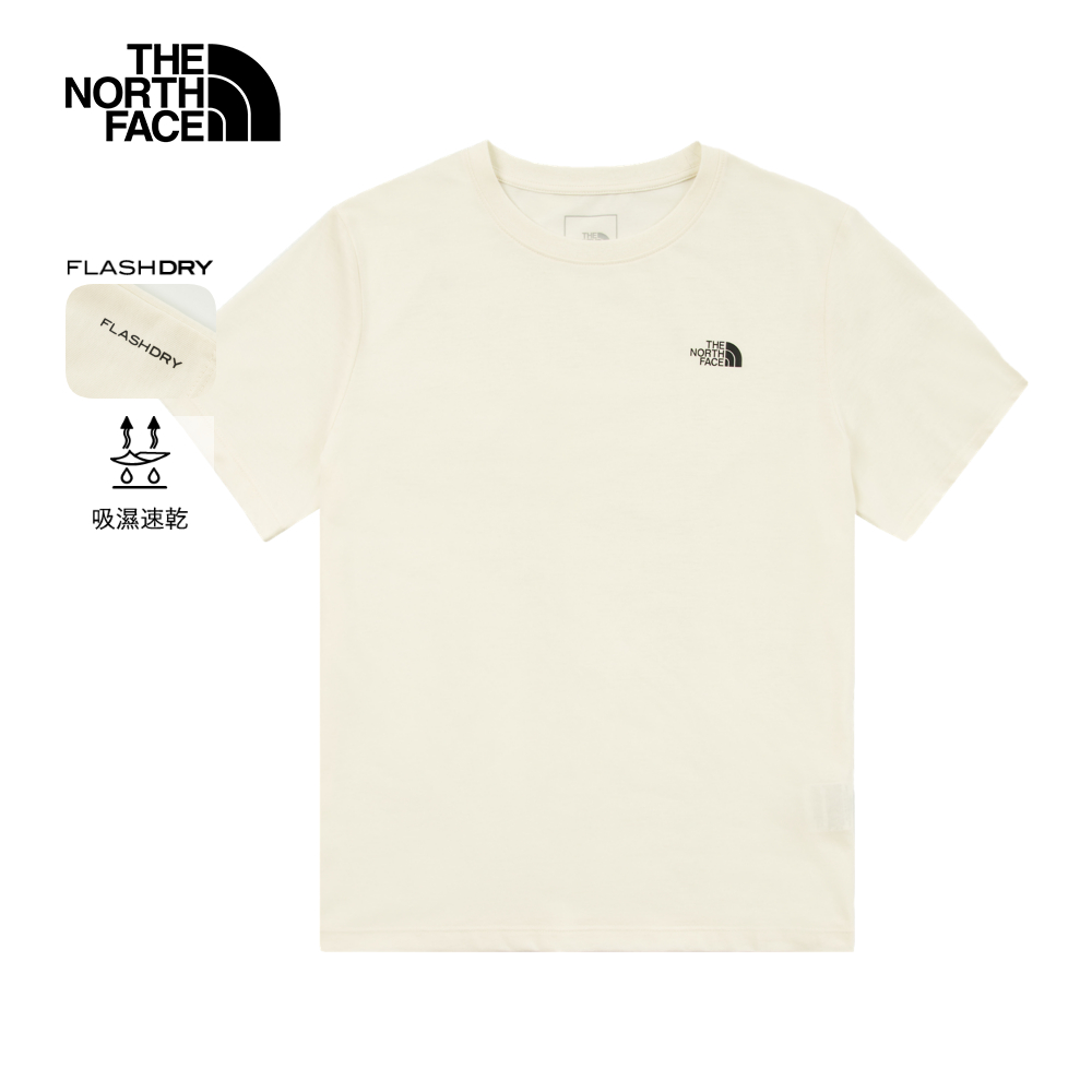 The North Face北面女款米白色吸濕排汗短袖T恤｜8CK8QLI 排汗衫