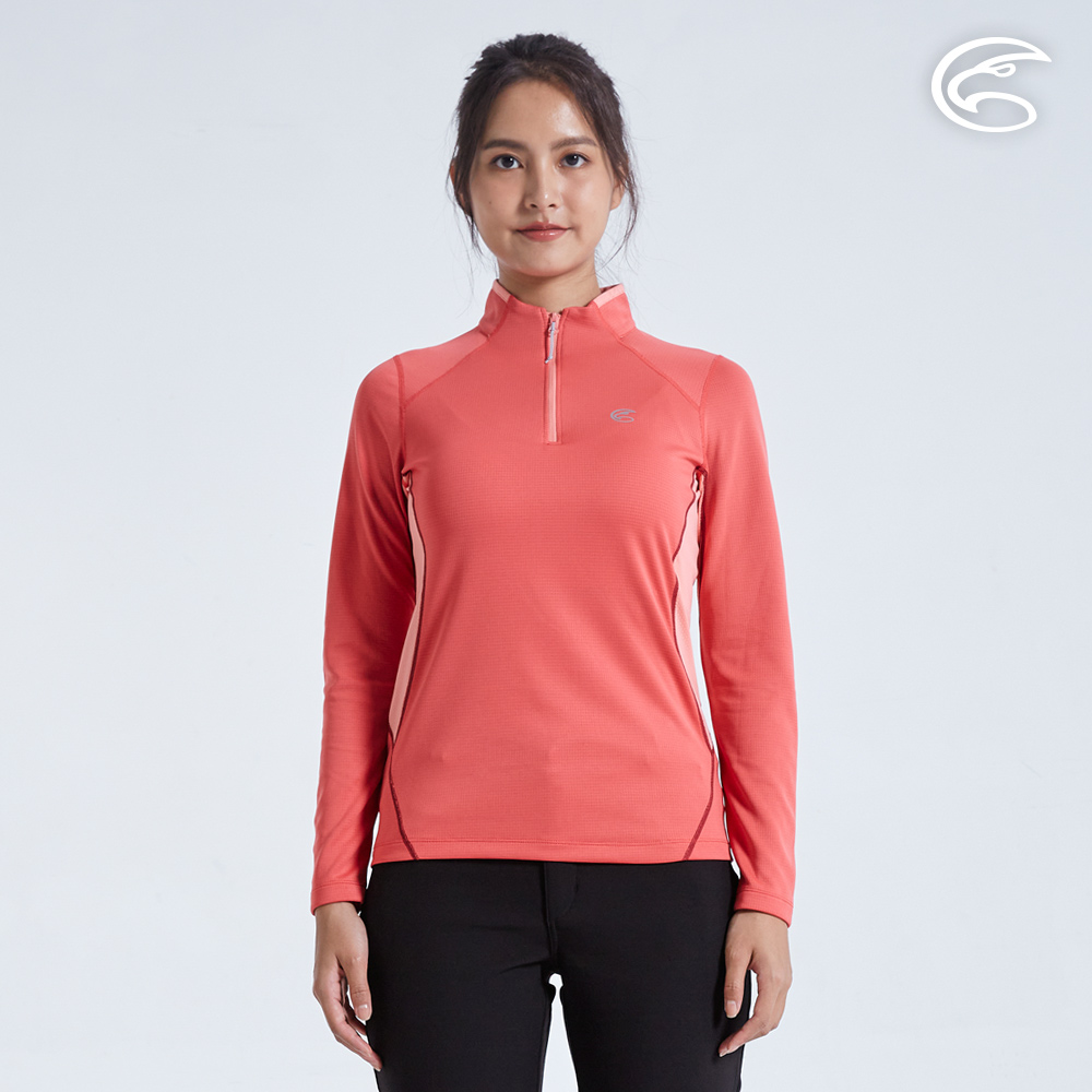 ADISI 女半門襟抗靜電紗透氣快乾長袖上衣AL2321040 (S-2XL) 洋紅｜保暖 吸濕 速乾 輕量 柔軟