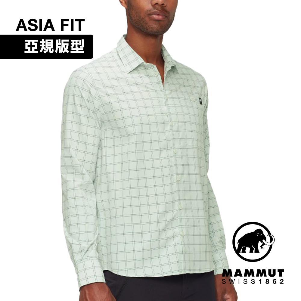 【Mammut 長毛象】Lenni LS Shirt AF 機能長袖格紋襯衫 男款 鼠尾草銀綠/地層灰藍 #1015-01650