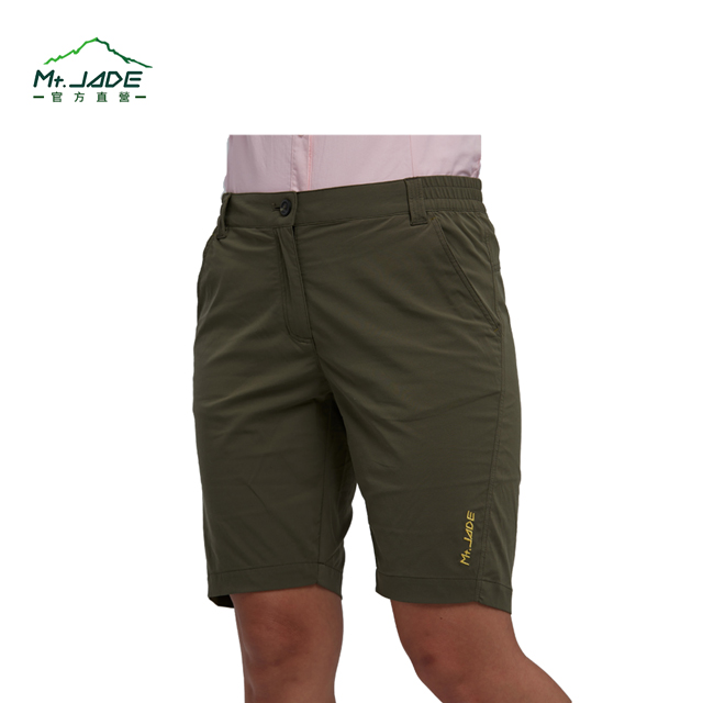Mt.JADE 女款 羽量感Bermuda吸溼快乾彈性短褲 休閒穿搭/輕量機能-暗橄綠