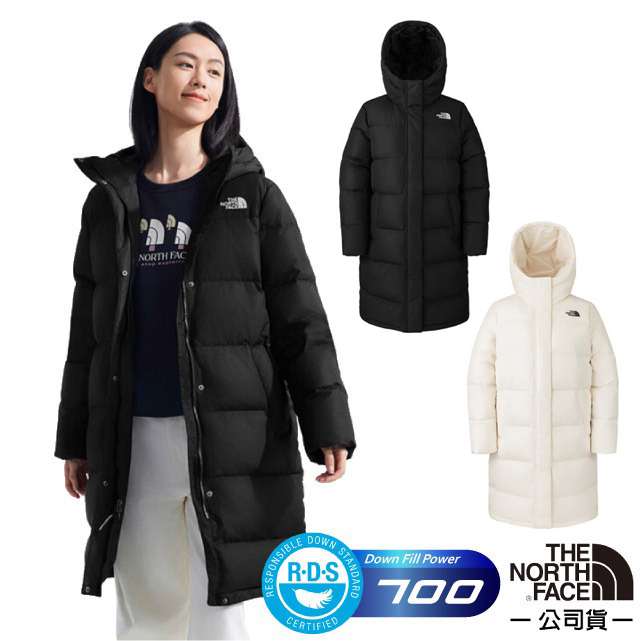 【The North Face】女 WINDWALL 防風防潑水保暖羽絨連帽長版外套.長大衣/81SA