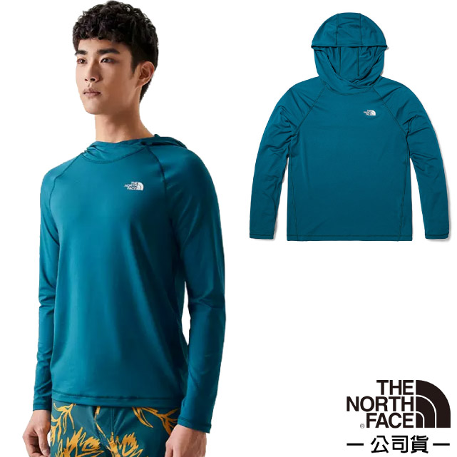 【美國 The North Face】男款 經典長袖連帽T恤(亞洲版型) 81PW-EFS 珊瑚藍