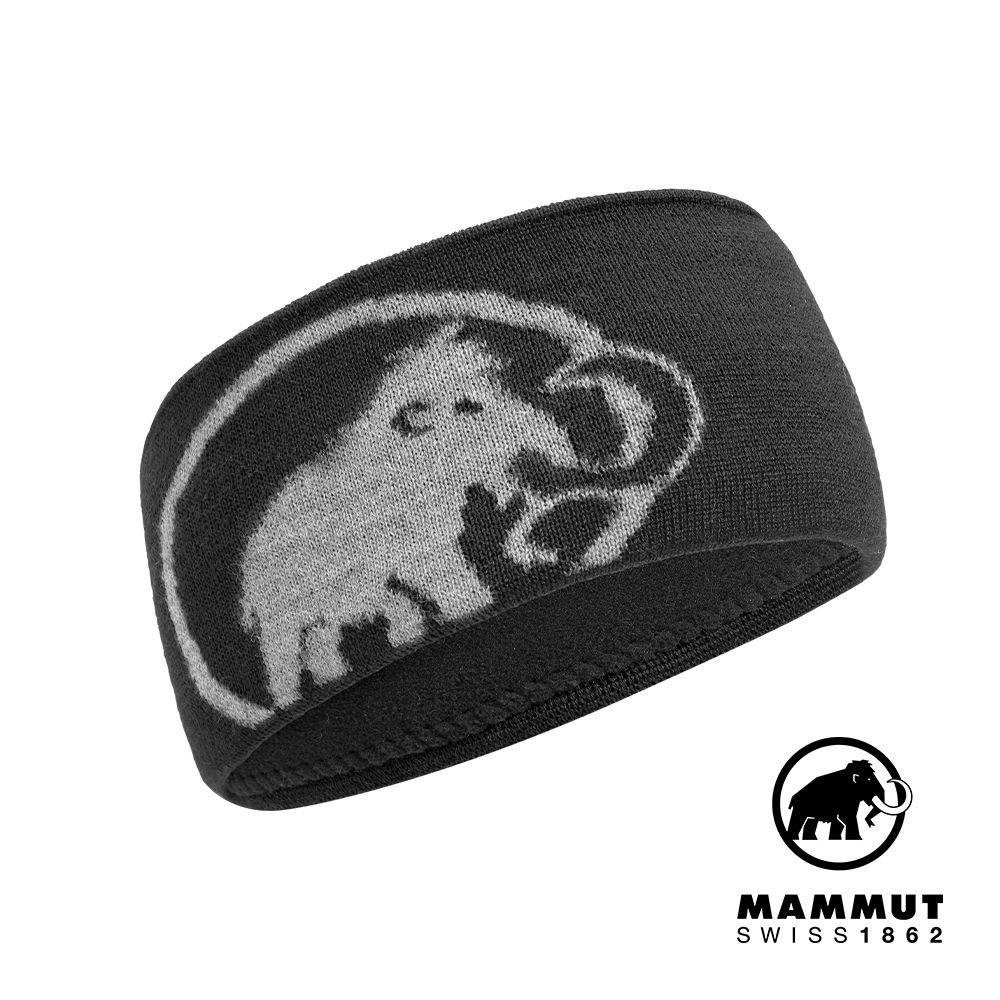 【Mammut 長毛象】Tweak Headband 保暖針織LOGO頭帶 黑/鋼鐵灰 #1191-03451