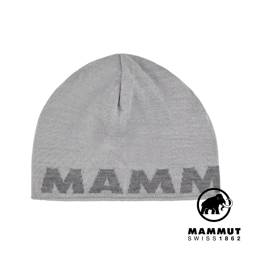 【Mammut 長毛象】Mammut Logo Beanie 正反兩用LOGO保暖羊毛帽 鉑金灰/合金灰 #1191-04891