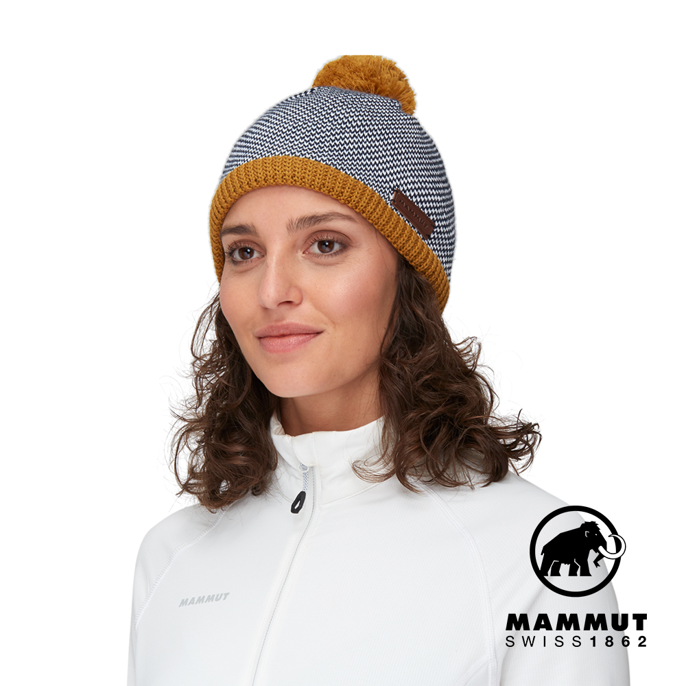 【Mammut 長毛象】Snow Beanie 保暖針織毛球羊毛帽 獵豹褐 #1191-01120