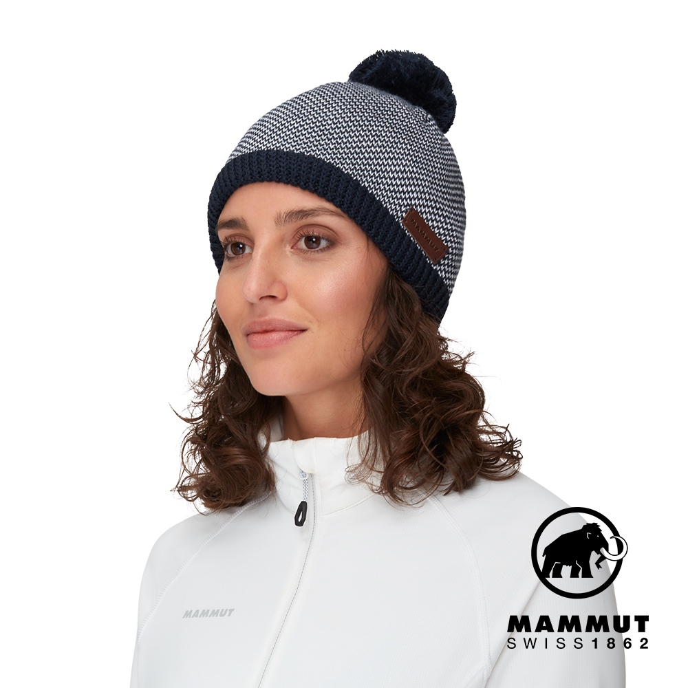 【Mammut 長毛象】Snow Beanie 保暖針織毛球羊毛帽 海洋藍 #1191-01120