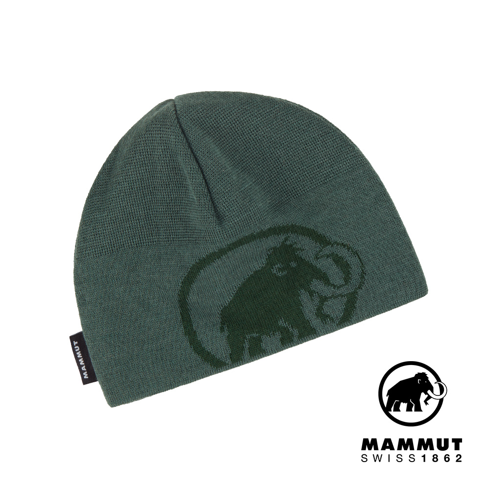 【Mammut 長毛象】Tweak Beanie 保暖針織LOGO羊毛帽 深玉石綠/綠樹林 #1191-01352