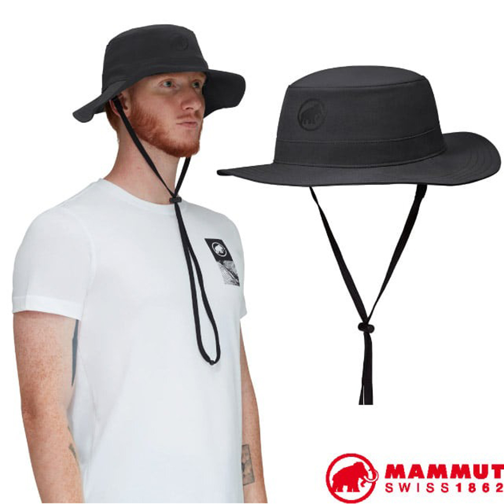 【MAMMUT 長毛象】Runbold Hat UPF 50+吸濕排汗快乾寬邊登山帽/1191-04613-00150 幻影黑