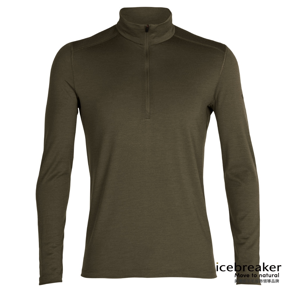 【紐西蘭Icebreaker】男 Oasis 素色半開襟長袖上衣-BF200-橄欖綠#登山健行 #美麗諾羊毛