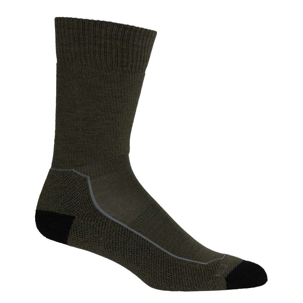 【紐西蘭Icebreaker】 男 中筒中毛圈健行襪(+)-橄欖綠/黑 #美麗諾#襪子