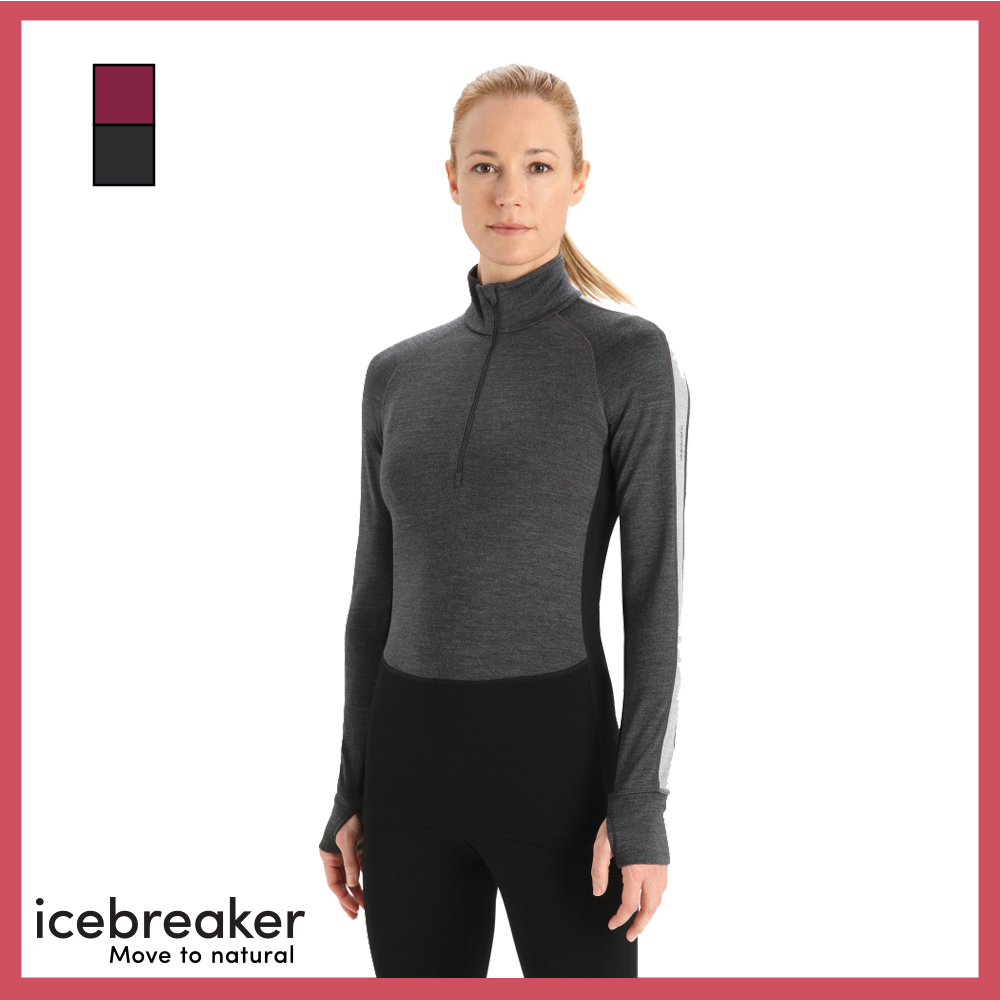 【Icebreaker】女 ZoneKnit™ 網眼透氣保暖半開襟長袖上衣-BF260